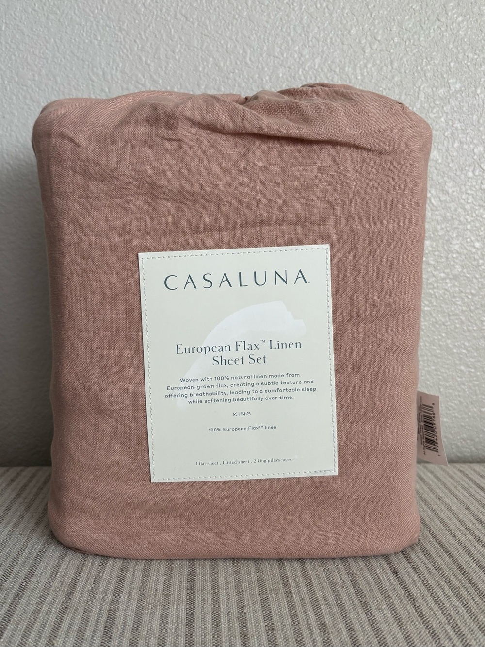 NWT King 100% Linen Sheet Set Adobe Clay - Casaluna